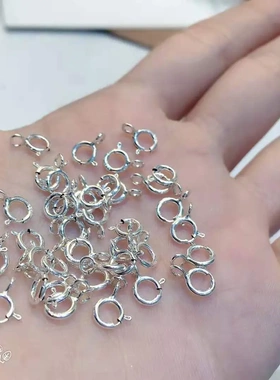 S925银弹簧扣银配件手链项链带圈连接扣DIY手工配件引流礼品
