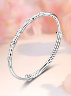 7231号 足银999.9推拉拉丝竹节手镯女推拉款实心镯子直播爆款