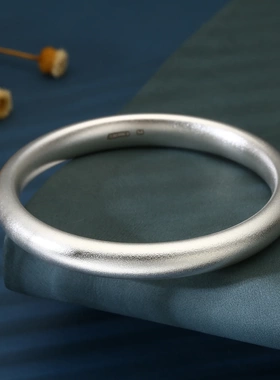 7138号30g足银999.9闭口空心泥鳅背古法银手镯古法素圈宽面银镯