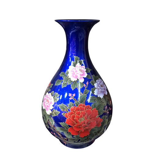 景德镇陶瓷器花瓶红色黄蓝牡丹插花家居现代中式客厅摆件装饰摆设 - 图2