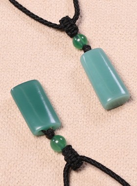 国风天然石料文雅印章项链吊坠