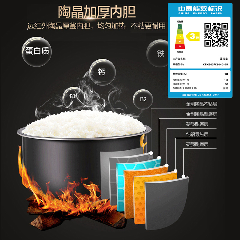 supor苏泊尔尚讯专卖店苏泊尔电饭煲4L升家用智能小型2饭锅3多功能4正品5-6人2