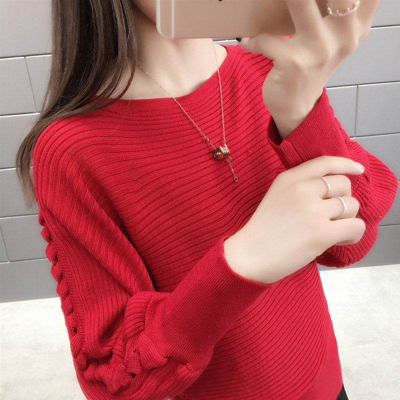 秋季新款宽松慵懒风短款蝙蝠衫毛衣 出妍毛衣
