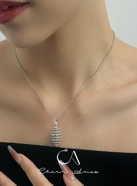 纯银满钻女镂空设计项链秋冬新款