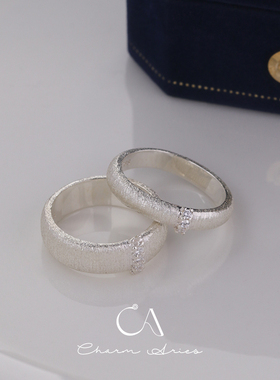 情侣S925纯银中古法式轻奢戒指