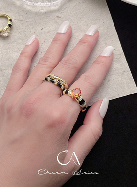 女S925银镀金时尚轻奢复古戒指