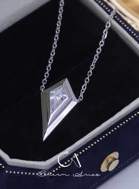 S925纯银锁骨链女几何菱形项链