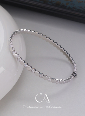 法式女生S925纯银蜂巢手环手镯