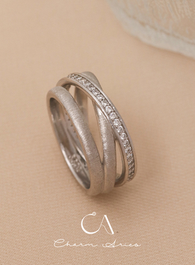 s925纯银意大利拉丝工艺多层戒指