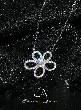 莫桑钻纯银锁骨链女太阳花项链