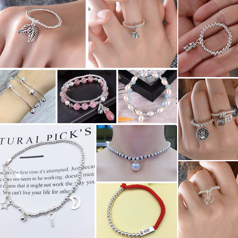 卡简S925银珠子散珠光珠配件银饰diy项链手工链圆珠隔珠配件饰品,淘宝优惠券,粉丝福利购,淘宝优惠卷