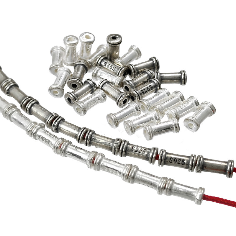 S925银复古竹节小管编织手绳脚链项链DIY双面配件串珠银饰品,淘宝优惠券,粉丝福利购,淘宝优惠卷