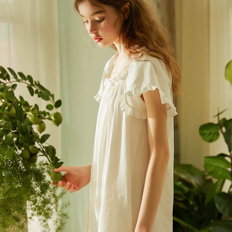 尘熙原创夏公主可爱纯色精梳棉睡裙 尘熙睡裙