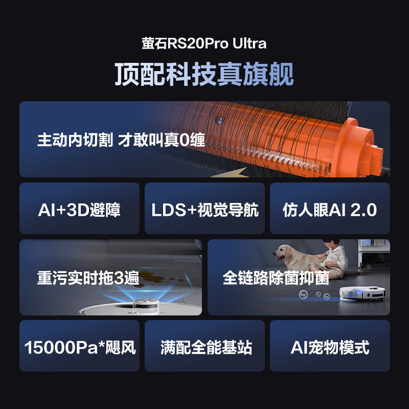 【政府补贴15%】萤石扫地机器人自动扫拖一体毛发0缠RS20ProUltra