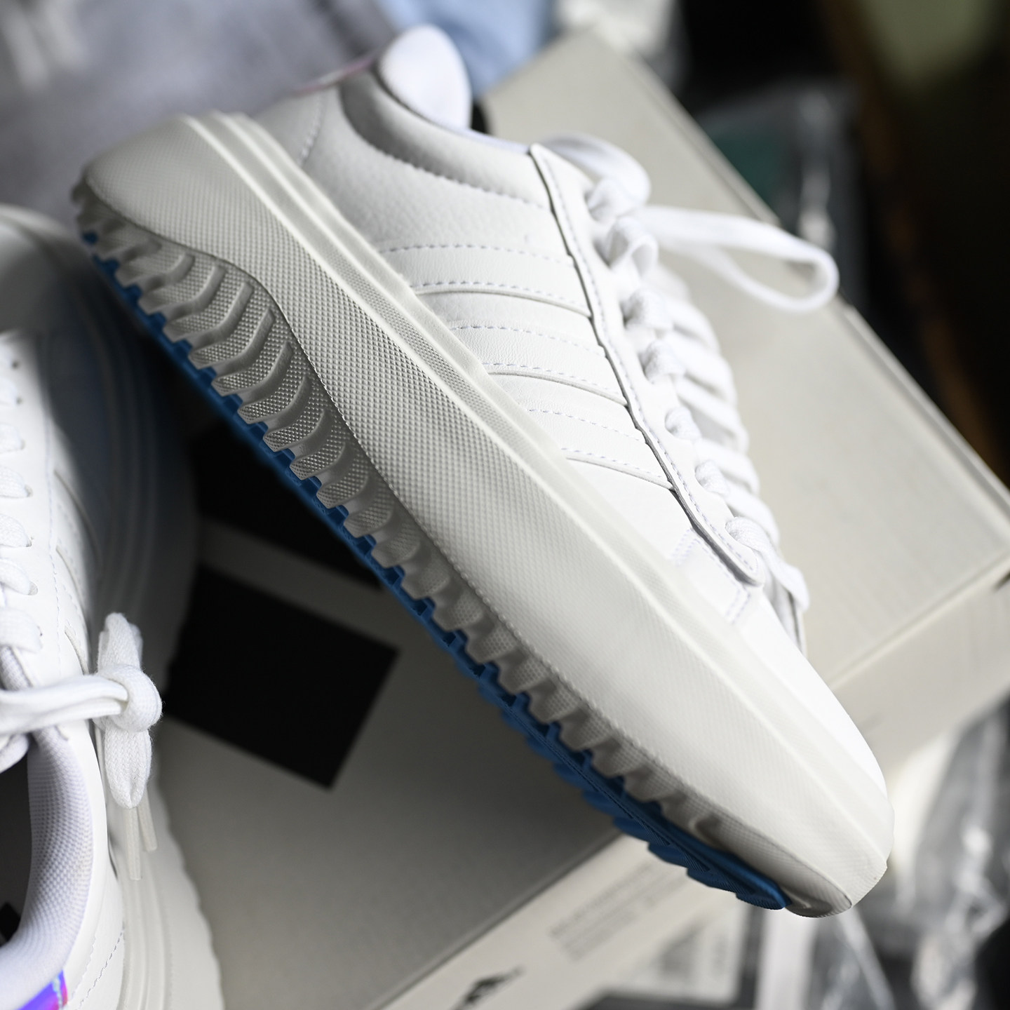 Adidas/阿迪达斯 GRAND COURT 女士厚底增高复古运动休闲鞋IH7645,淘宝优惠券,粉丝福利购,淘宝优惠卷