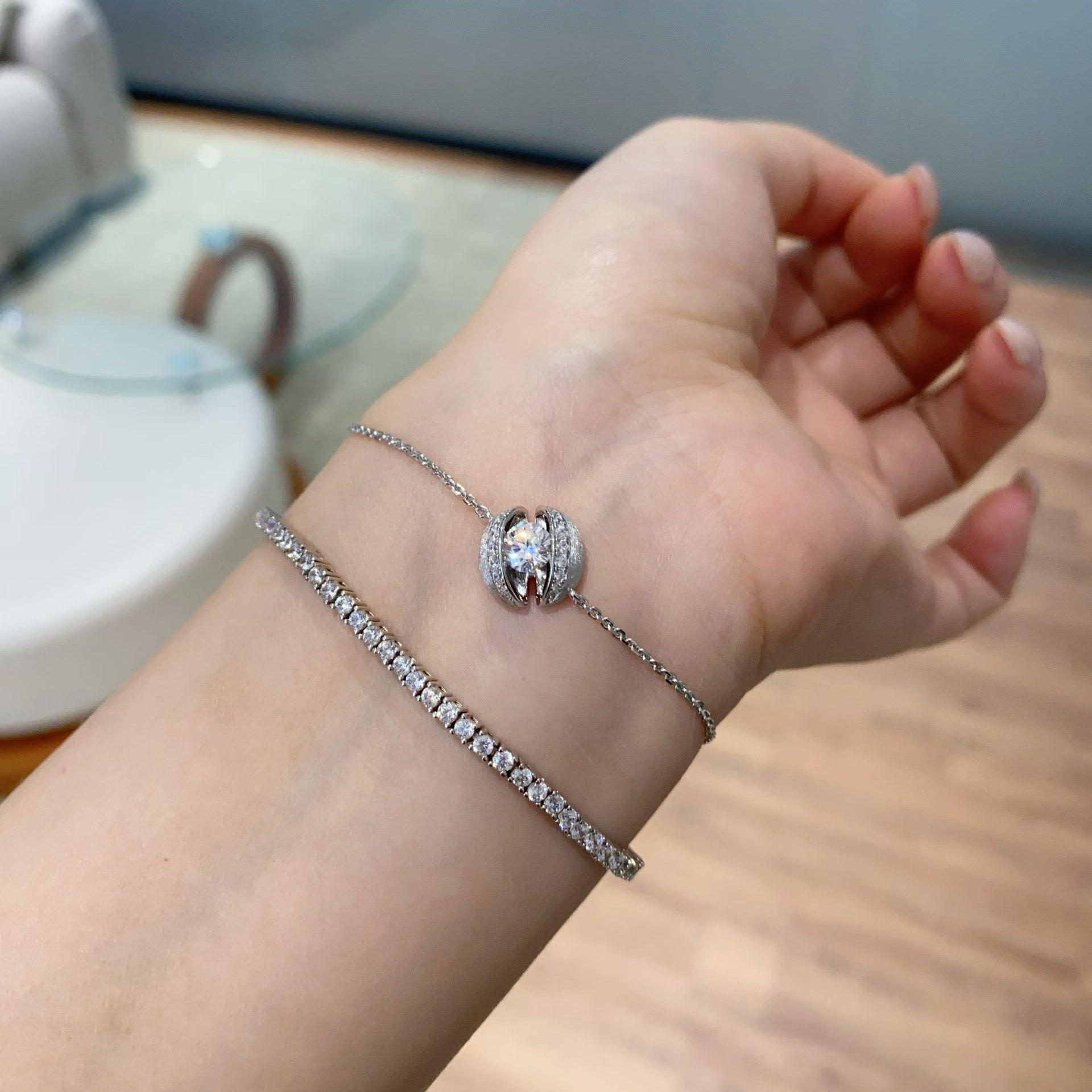 SSJEWELRY轻奢珠宝s925银镀金拉丝马蹄莲钻石耳钉项链手链气质女,淘宝优惠券,粉丝福利购,淘宝优惠卷