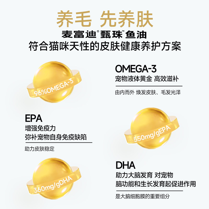 【天猫U先】麦富迪猫狗专用爆珠凤尾磷虾鱼油14粒装约一周用量,淘宝优惠券,粉丝福利购,淘宝优惠卷