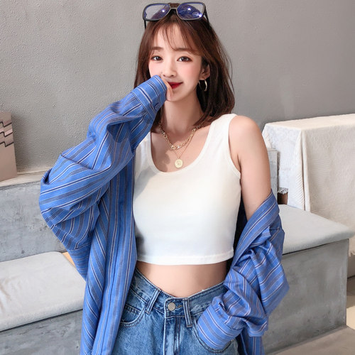 短款背心女露脐抹胸夏季内搭性感打底外穿上衣修身设计感小众吊带 - 图1