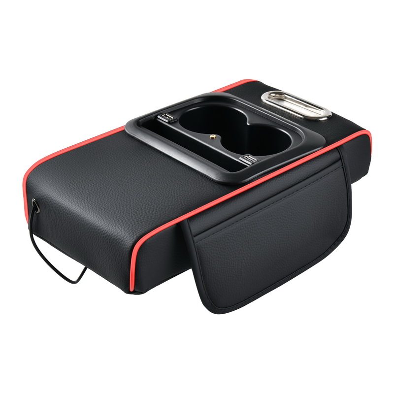新升级双USB充电多功能扶手箱皮革保护套增高垫车载纸巾盒水杯架,淘宝优惠券,粉丝福利购,淘宝优惠卷