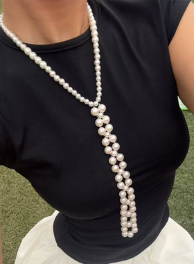 领带女款配饰衬衫御姐海妖风珍珠领带项链毛衣链锁骨链饰品送闺蜜