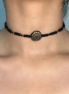 复古圆形串珠颈链时尚个性百搭感辣妹锁骨链