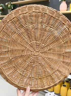 IKEA宜家藤编装饰盘自然创意摆件