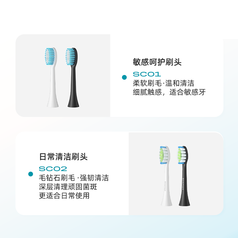 罗曼电动牙刷刷头标准替换头软毛成人官方原装正品适配T10系列/T3