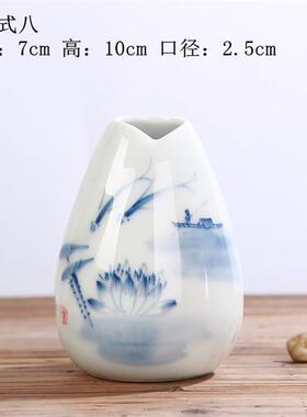 手绘白瓷小花瓶陶瓷创意瓷瓶 青瓷花插花瓶瓷器迷你摆件 水培花器