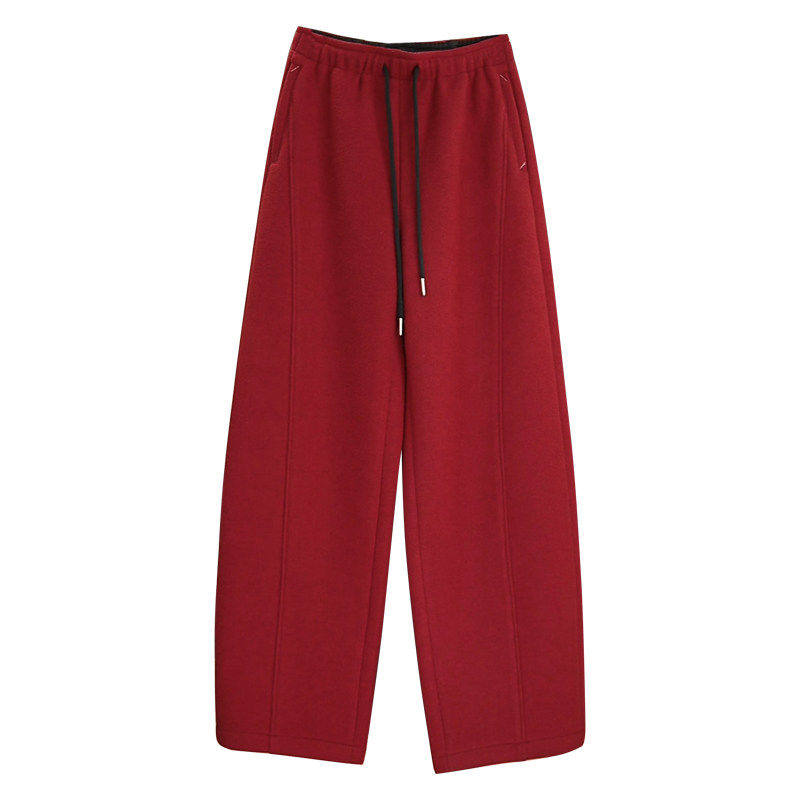 拉夏贝尔加绒卫裤女2025款运动裤宽松显瘦裤子冬季加绒休闲阔腿裤,淘宝优惠券,粉丝福利购,淘宝优惠卷