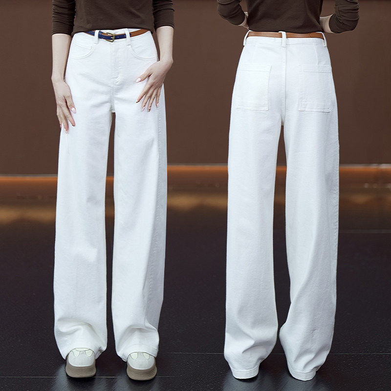 拉夏贝尔设计感弯刀阔腿牛仔裤女2026春季新款复古宽松直筒长裤子,淘宝优惠券,粉丝福利购,淘宝优惠卷