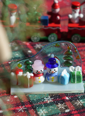 琉璃装饰摆件圣诞小雪人礼物盒