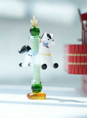 手工琉璃旋转木马装饰摆件礼物