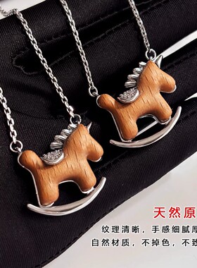 【饰全饰美】S925银针复古小马年吊坠项链女小众毛衣锁骨链