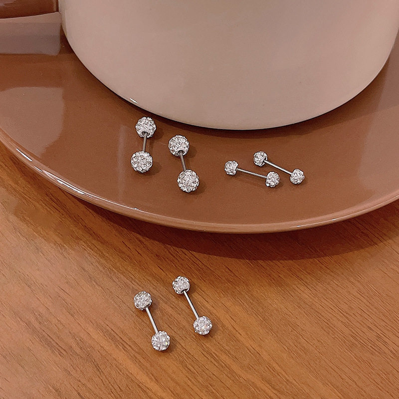 【饰全饰美】925银针养耳套装小耳钉ins潮高级设计感双头圆珠镶钻,淘宝优惠券,粉丝福利购,淘宝优惠卷