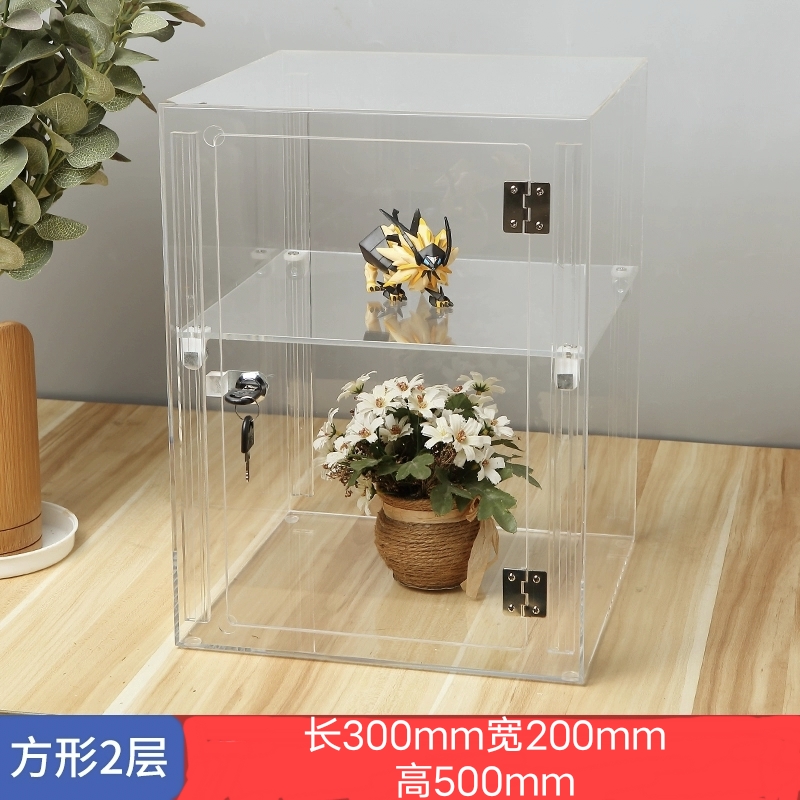 亚克力透明展示盒带锁多功能动漫公仔手办防尘展示盒化妆品展示柜 - 图2