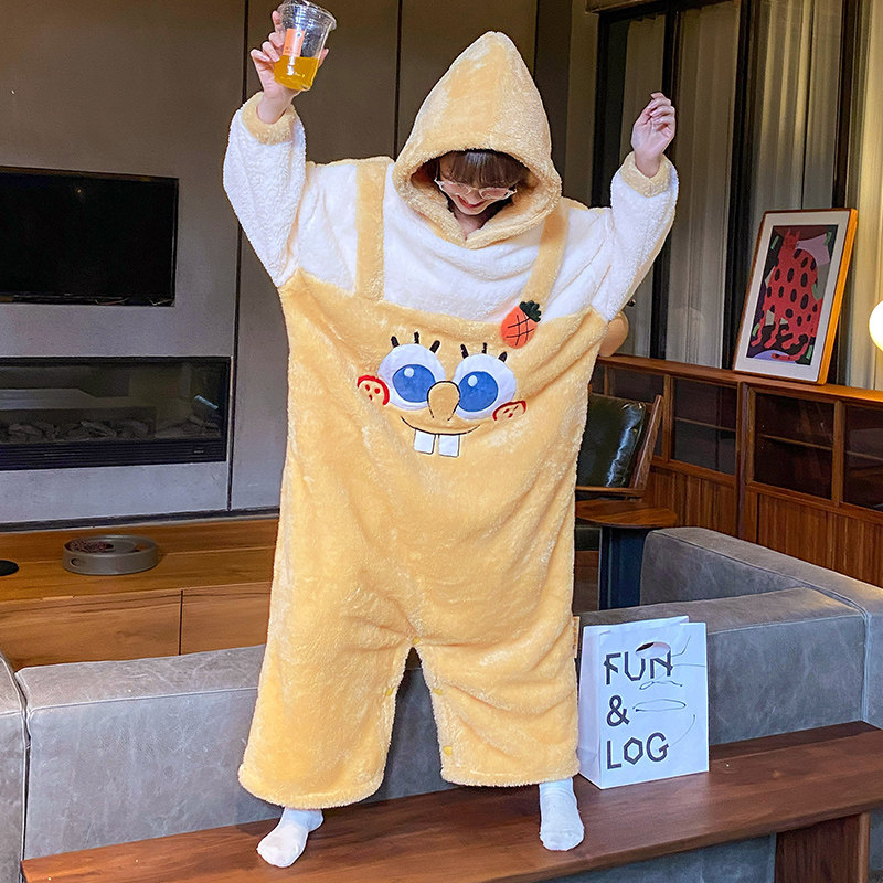 珊瑚绒连体秋冬季款加绒睡衣 缪黛睡衣/家居服套装