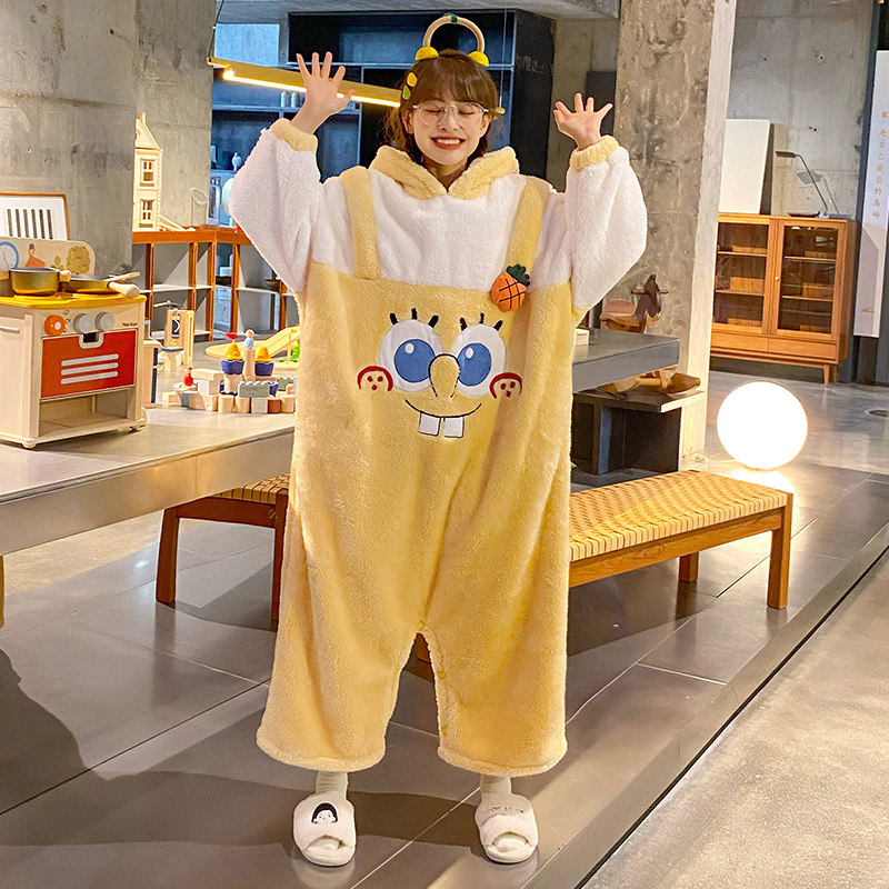 珊瑚绒连体秋冬季款加绒睡衣 缪黛睡衣/家居服套装