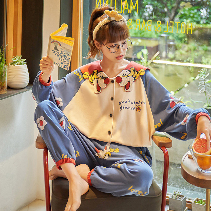 春秋季纯棉长袖长裤两件套装睡衣 缪黛睡衣/家居服套装