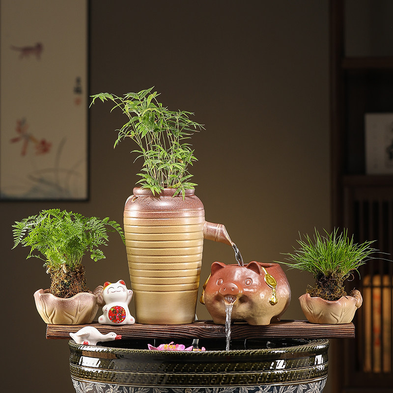 陶罐鱼缸过滤器鱼池生态流水瀑布摆件古法生态生财循环水养鱼造景,淘宝优惠券,粉丝福利购,淘宝优惠卷