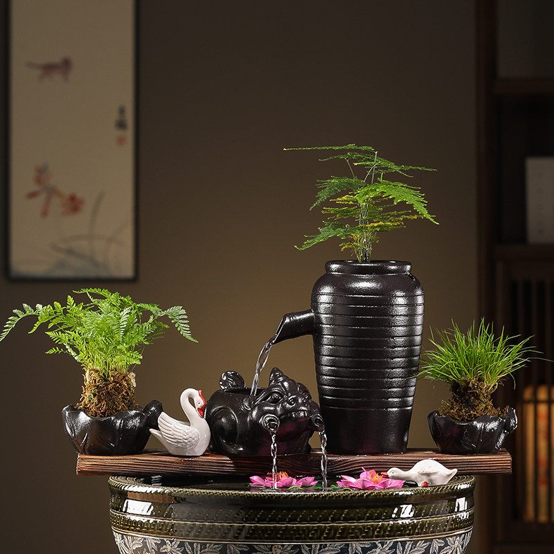 陶罐鱼缸过滤器鱼池生态流水瀑布摆件古法生态生财循环水养鱼造景,淘宝优惠券,粉丝福利购,淘宝优惠卷