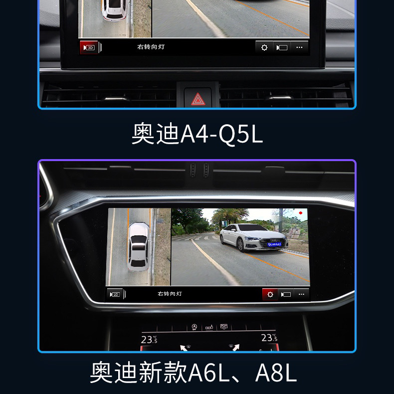 适用于奥迪A6L A4L Q2L Q5L Q7 Q3 A3 A5 A7 360度全景3D倒车影像-图3