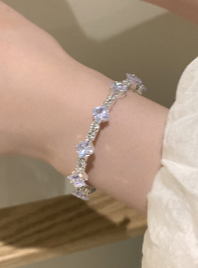 星光闪闪满天星多层叠戴珍珠手链女轻奢小众精致锆石手镯手饰批发