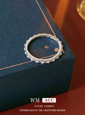 法式复古真金电镀珍珠戒指轻奢小众感食指戒时尚简约百搭手饰