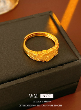 中古vintage十字架花朵戒指小众感食指戒复古宫廷风手饰