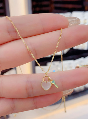 日韩小众轻奢钥匙锁吊坠项链女简约气质网红贝壳颈链设计感锁骨链