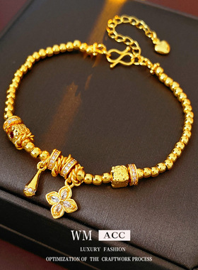 中古vintage花朵手链串珠珠子时尚复古百搭手串小众感手饰女