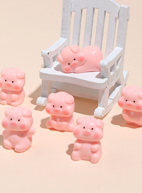 小粉萌猪树脂桌车载面摆件款式多