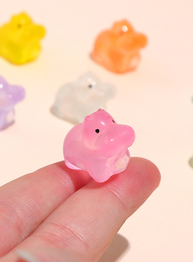 可爱夜光河马树脂工艺品装饰摆件