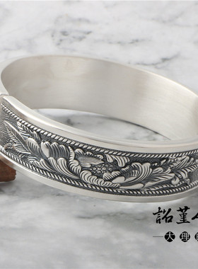 复古男女款民族风盛放牡丹花手镯