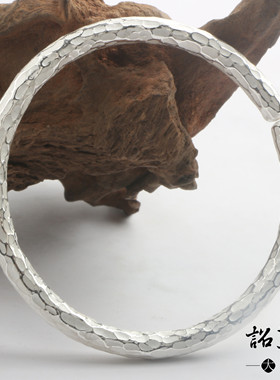 雪花锤纹细文艺送妈妈女友银手镯